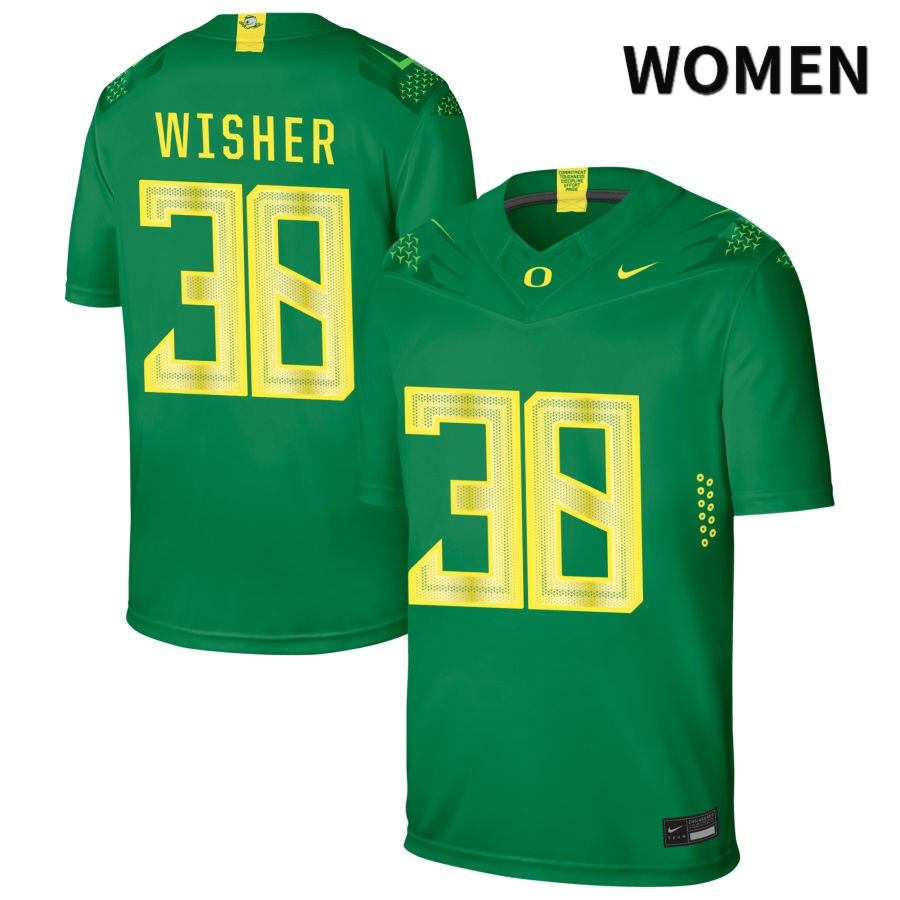 Oregon Ducks Women's #38 Kade Wisher Football College Authentic Green NIL 2022 Nike Jersey XWW63O5Q